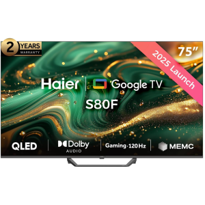 شاشة هاير 75 بوصة Google TV — 4K UHD QLED — 120 هرتز — موديل H75S80FUX