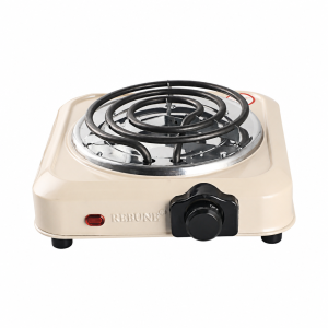 Rebune single electric hot plate 1000W — spiral coil — cream — RE-4-085