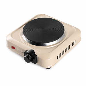Rebune single electric hot plate 1000W — cast iron — cream — RE-4-087