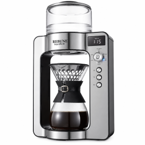 ريبون ماكينة تقطير قهوة ارابيكا 1500 واط 1 لتر - شاشة LCD - فضي - RE-6-027