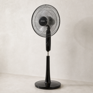 مروحة هيتاشي ستاند 16 بوصة — 3 سرعات — مؤقت — أسود — موديل LF-A6RGB N