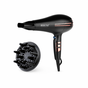 Rebune hair dryer 2200W — black / rose-gold accents — concentrator + diffuser — RE-2079