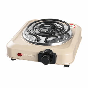 Rebune single electric hot plate 1000W — spiral coil — cream — RE-4-085