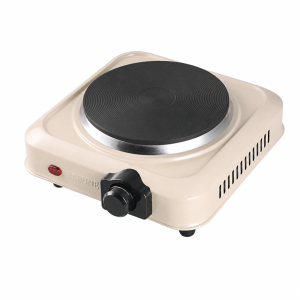 Rebune single electric hot plate 1000W — cast iron — cream — RE-4-087