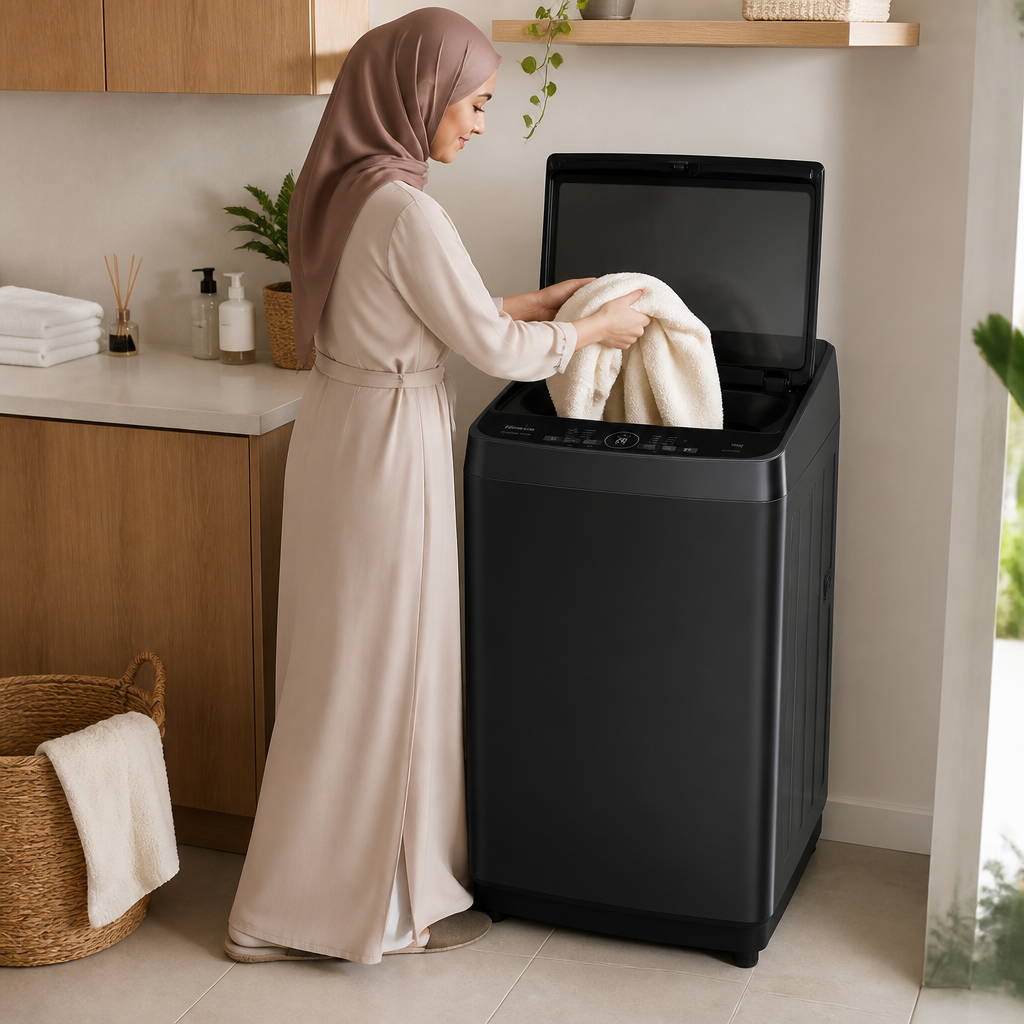 تحميل الملابس من الغطاء العلوي لغسالة هايسنس 10 كيلو